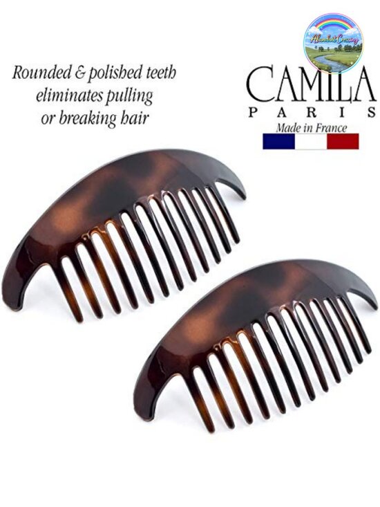 4 Piece French Hair Side Combs, Cellulose Acetate Interlocking Combs for Bun